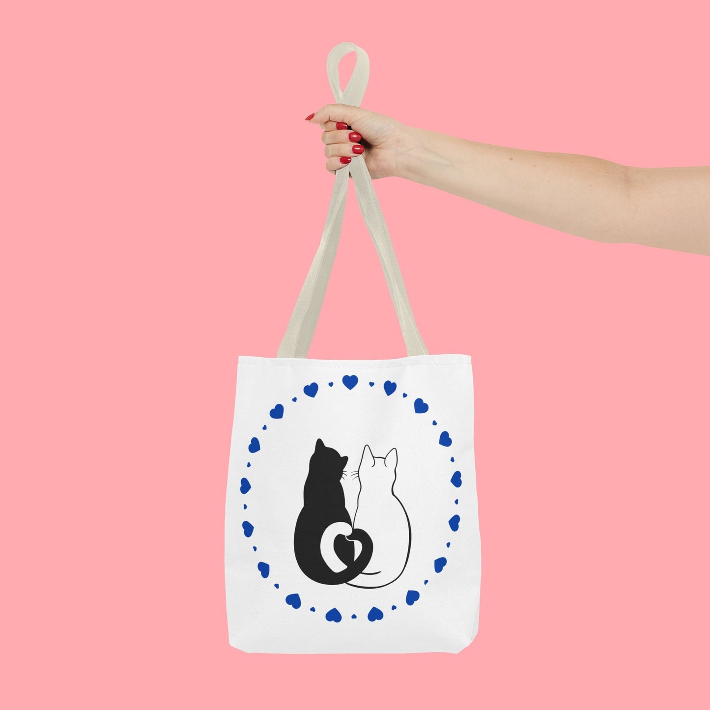 Cute Cat Lovers Tote Bag - Adorable Heart Design for Pet Enthusiasts