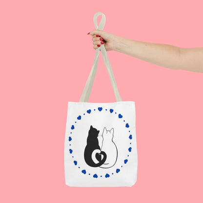 Cute Cat Lovers Tote Bag - Adorable Heart Design for Pet Enthusiasts