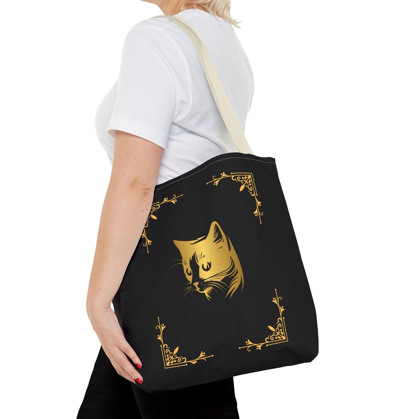 Vintage Cat Tote Bag - Stylish Black Eco-Friendly Carrier for Cat Lovers