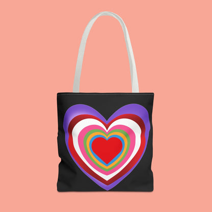 Rainbow Heart Tote Bag - Colorful Love Design for Everyday Use