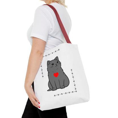 Cute Cat Tote Bag with Heart Design - Perfect for Animal Lovers