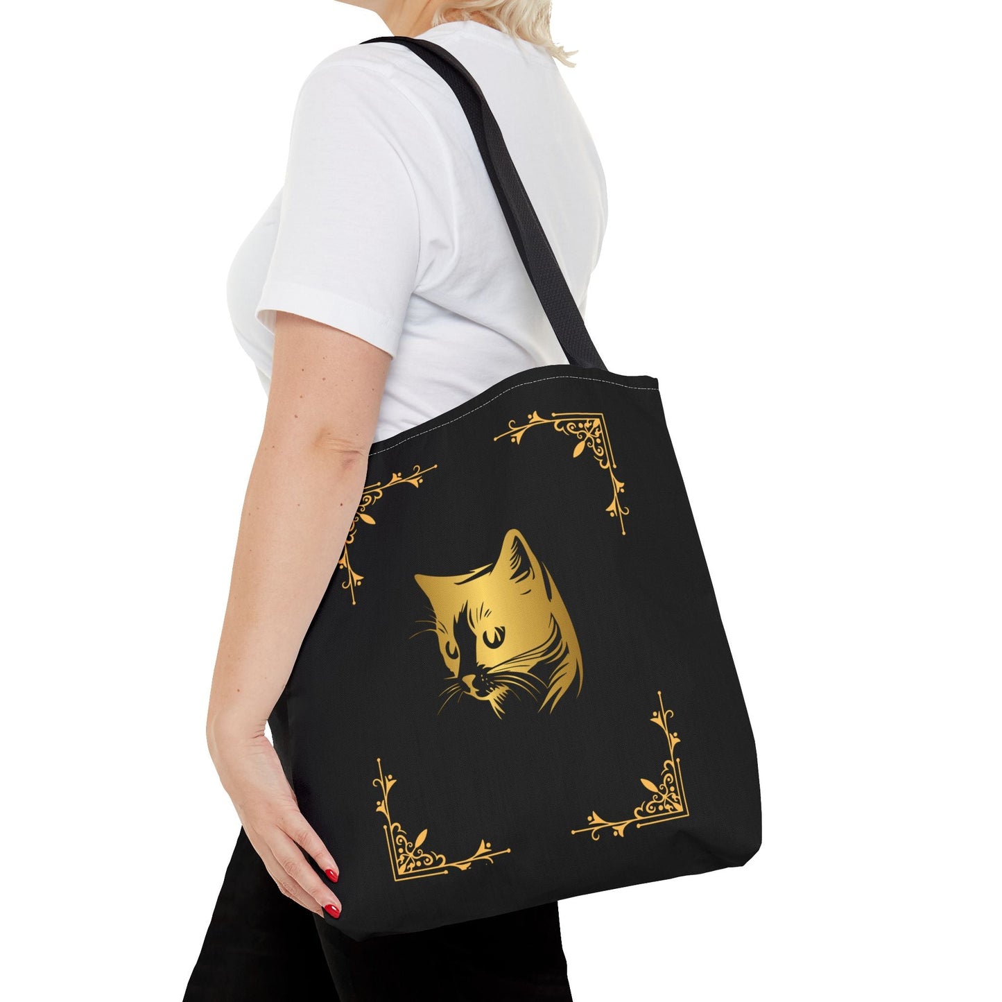 Vintage Cat Tote Bag - Stylish Black Eco-Friendly Carrier for Cat Lovers