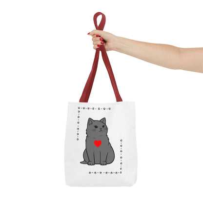 Cute Cat Tote Bag with Heart Design - Perfect for Animal Lovers