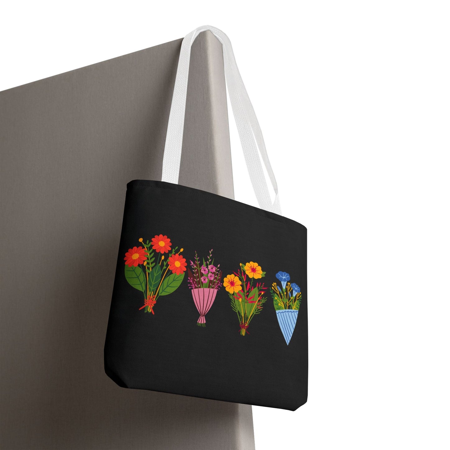 Floral Bouquet Tote Bag - Stylish Reusable Shopping Bag for Everyday Use