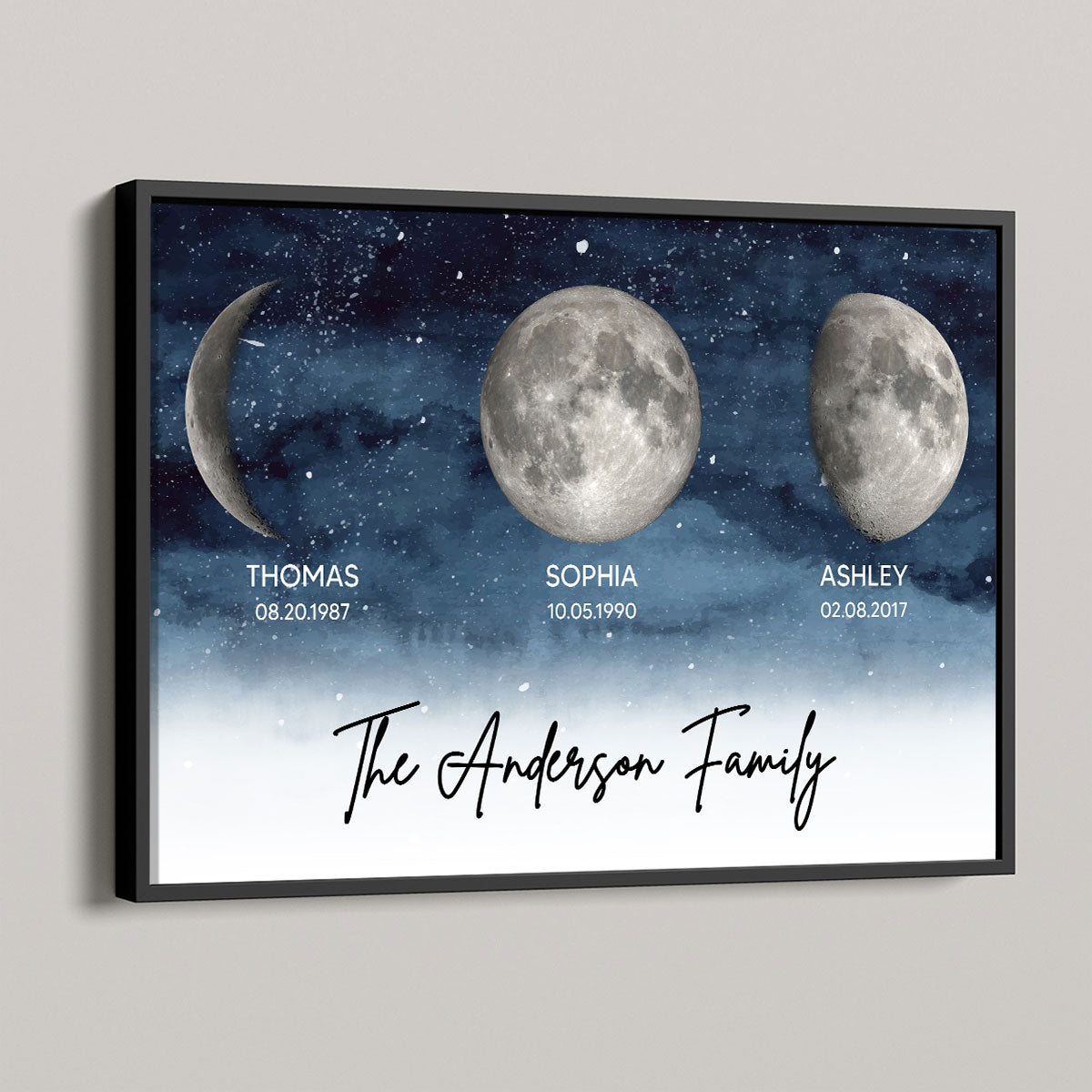Starry Night The Day You Became MOM DAD Birth Moon Phase Personalized Poster, Heartfelt Gift For Mom, Father's Day Gift For Dad, Husband