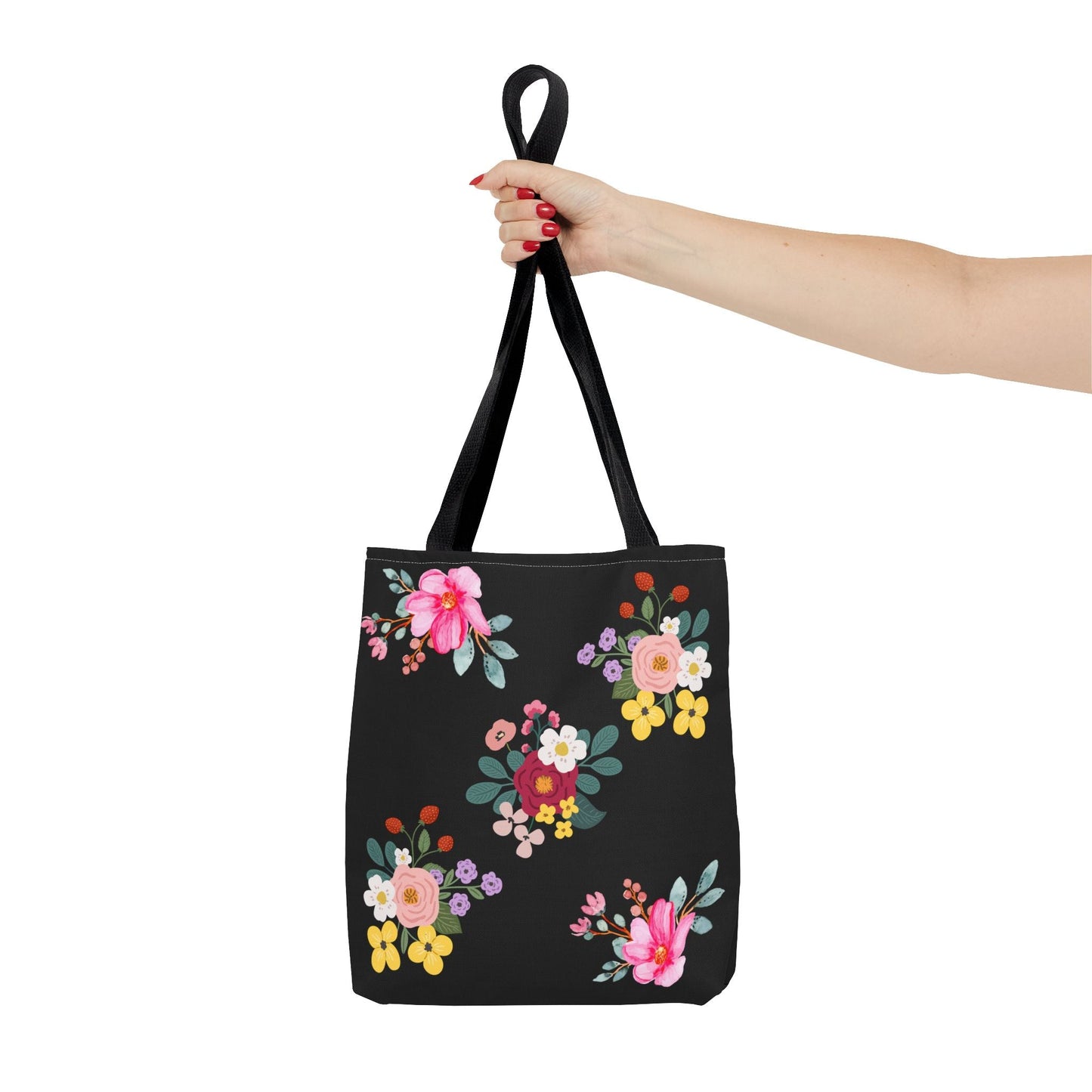 Floral Embroidered Tote Bag - Stylish Black Floral Design for Everyday Use