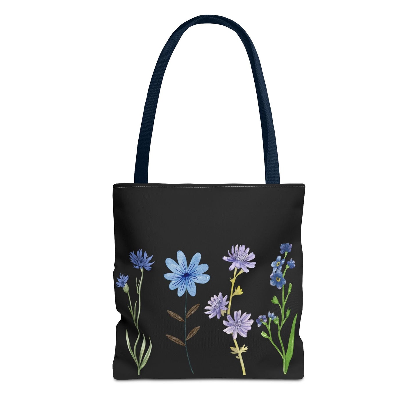 Floral Elegance Tote Bag - Stylish Black Canvas with Colorful Wildflowers for Everyday Use