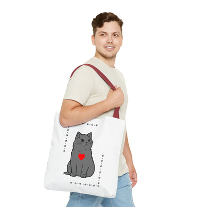 Cute Cat Tote Bag with Heart Design - Perfect for Animal Lovers