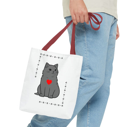 Cute Cat Tote Bag with Heart Design - Perfect for Animal Lovers