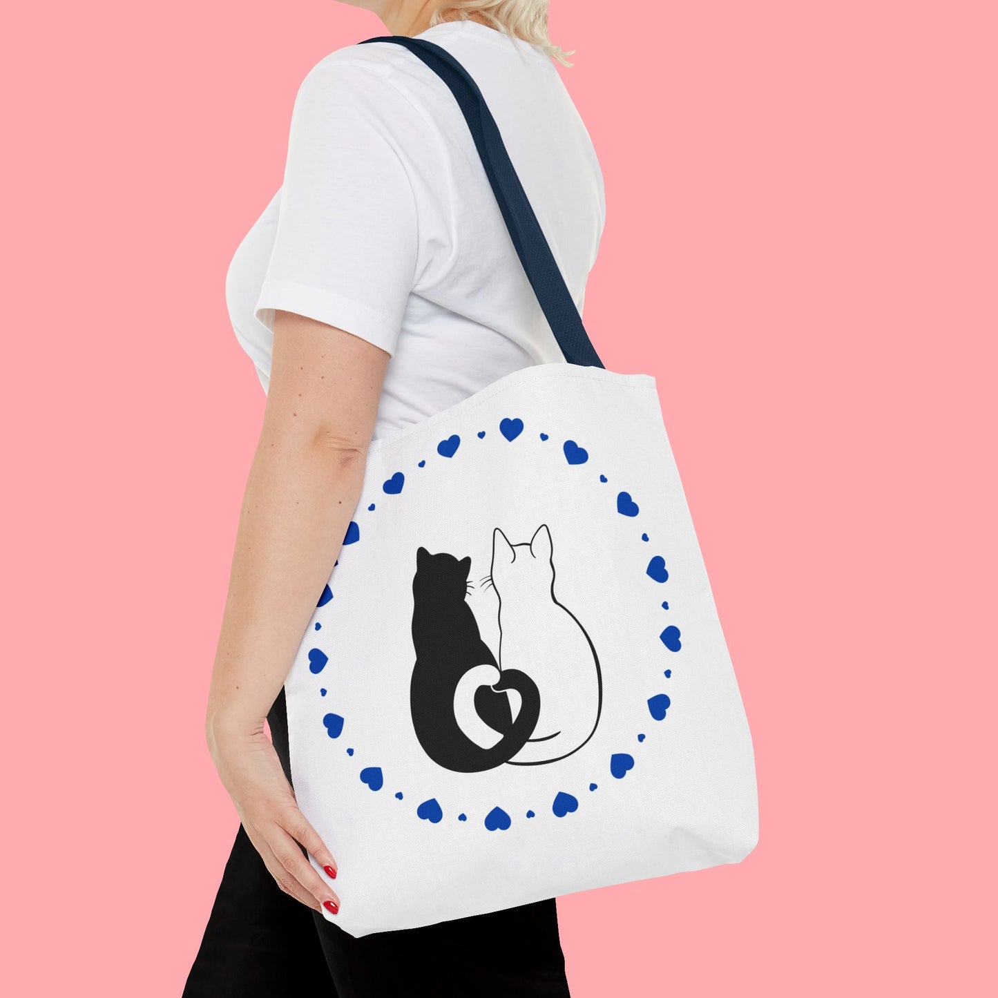 Cute Cat Lovers Tote Bag - Adorable Heart Design for Pet Enthusiasts