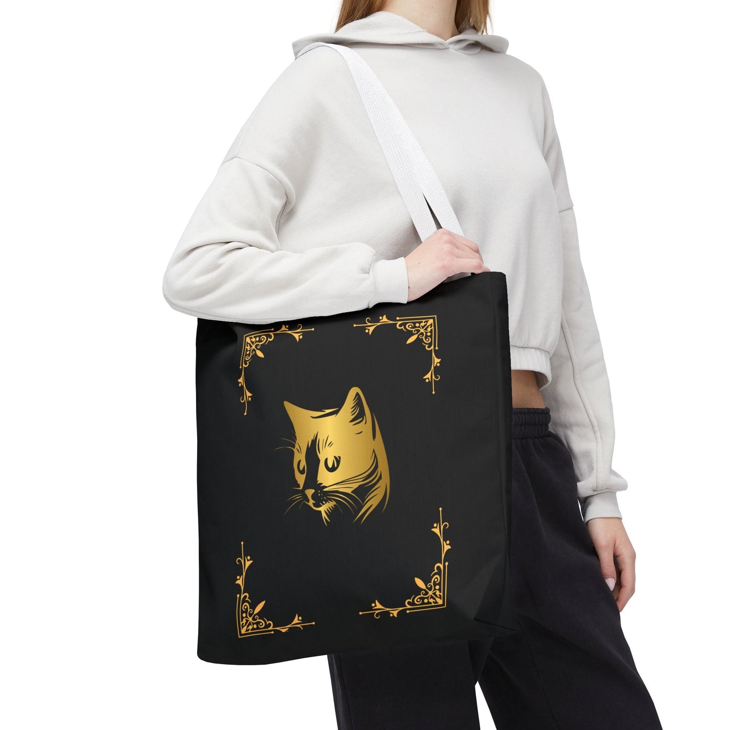 Vintage Cat Tote Bag - Stylish Black Eco-Friendly Carrier for Cat Lovers