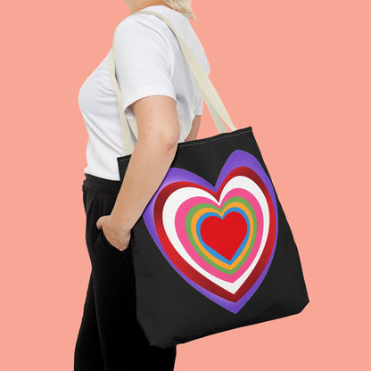 Rainbow Heart Tote Bag - Colorful Love Design for Everyday Use