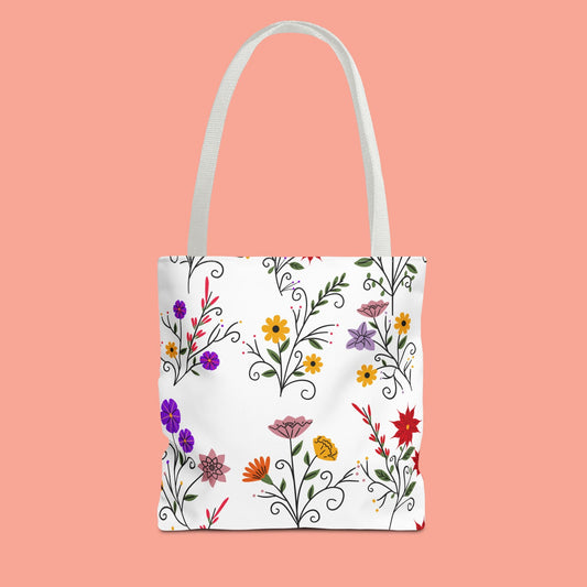 Botanical Floral Tote Bag - Eco-Friendly Reusable Shopping Bag