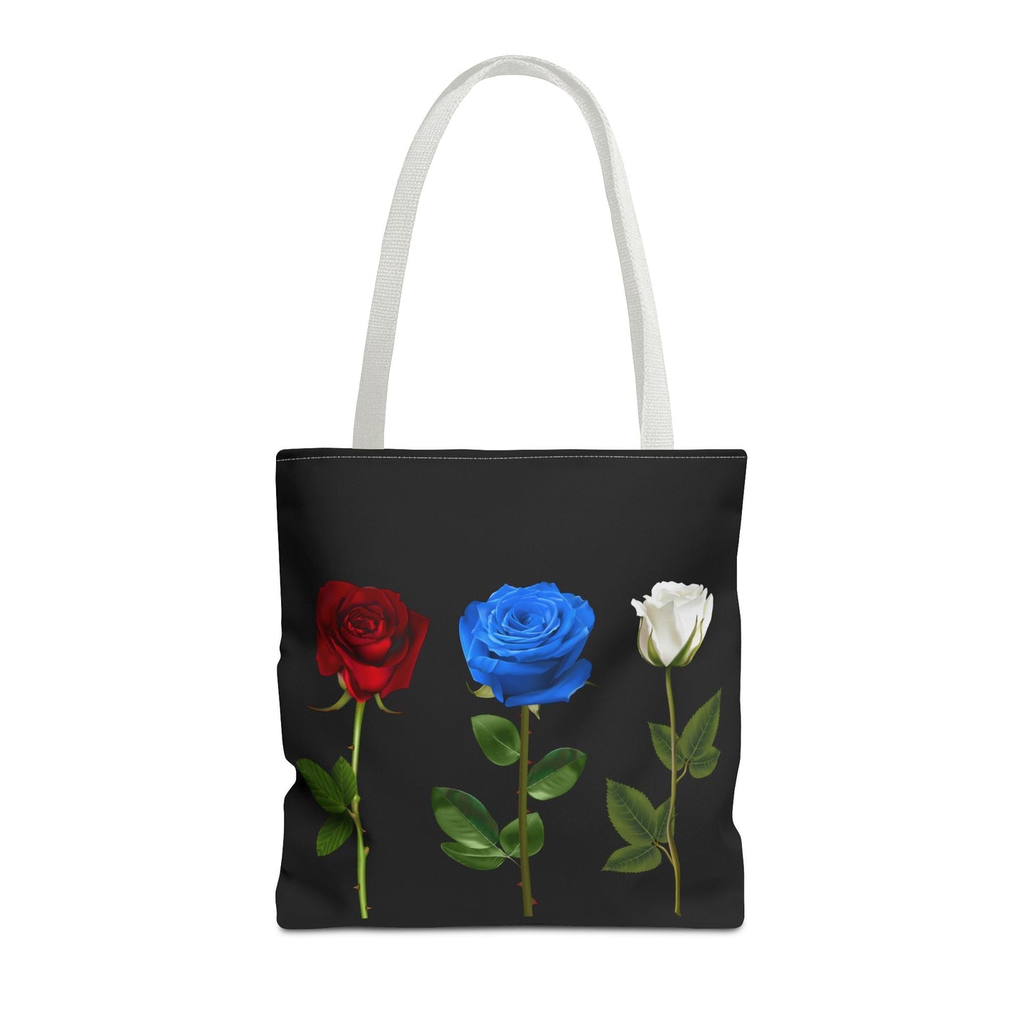 Elegant Floral Tote Bag - Red, Blue & White Roses Design