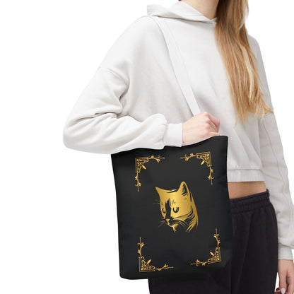 Vintage Cat Tote Bag - Stylish Black Eco-Friendly Carrier for Cat Lovers