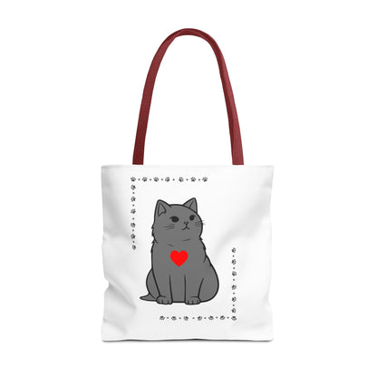 Cute Cat Tote Bag with Heart Design - Perfect for Animal Lovers
