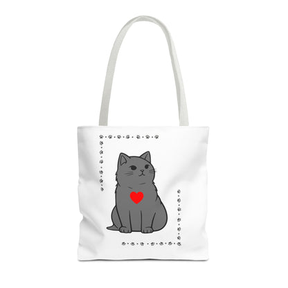 Cute Cat Tote Bag with Heart Design - Perfect for Animal Lovers