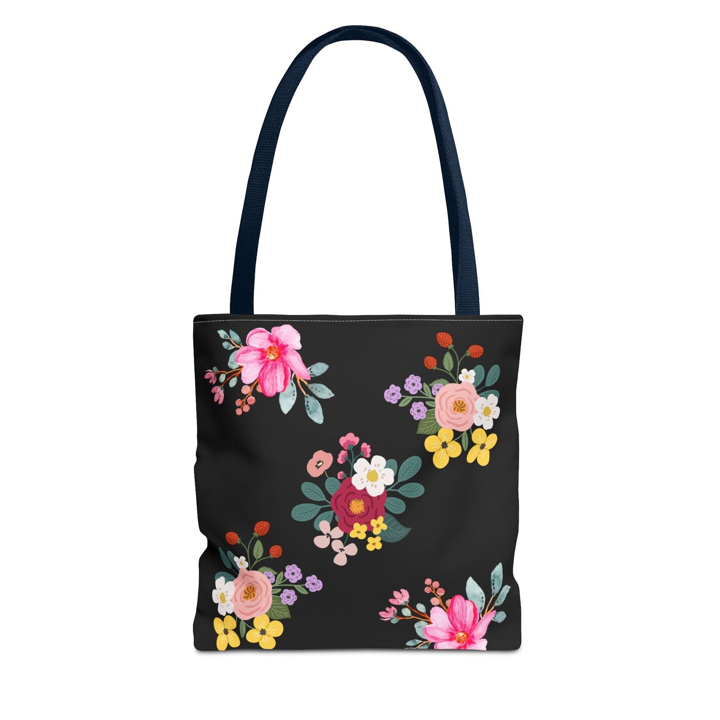 Floral Embroidered Tote Bag - Stylish Black Floral Design for Everyday Use