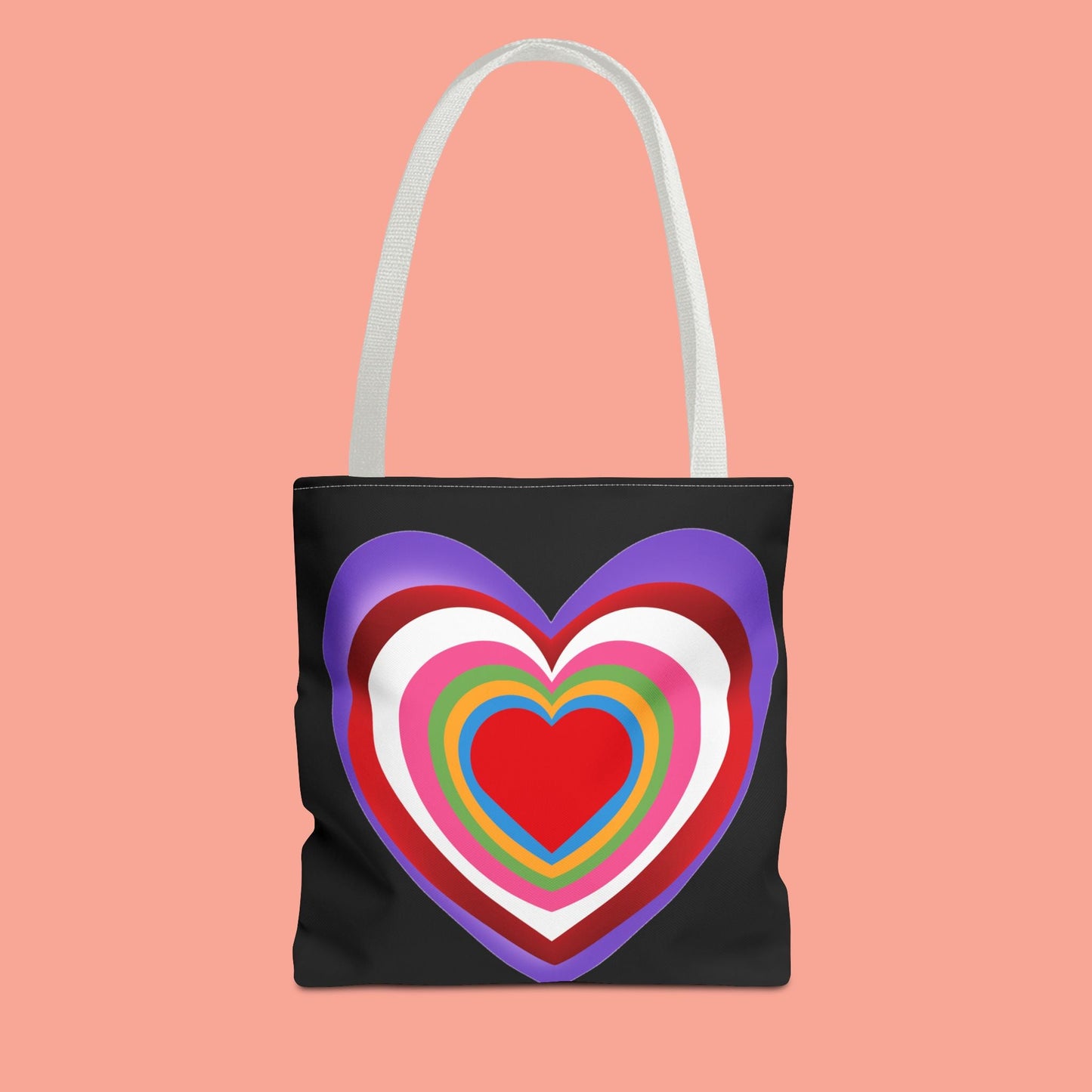 Rainbow Heart Tote Bag - Colorful Love Design for Everyday Use