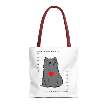 Cute Cat Tote Bag with Heart Design - Perfect for Animal Lovers