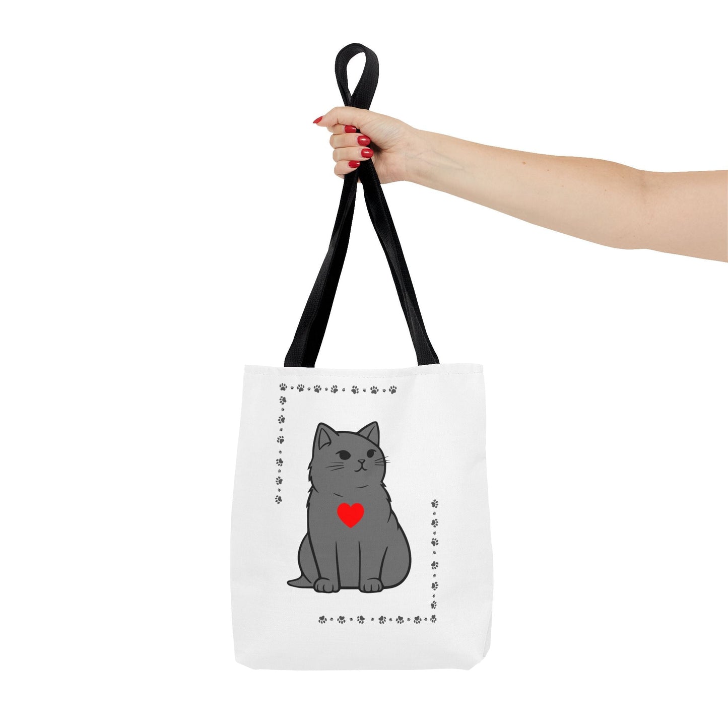 Cute Cat Tote Bag with Heart Design - Perfect for Animal Lovers
