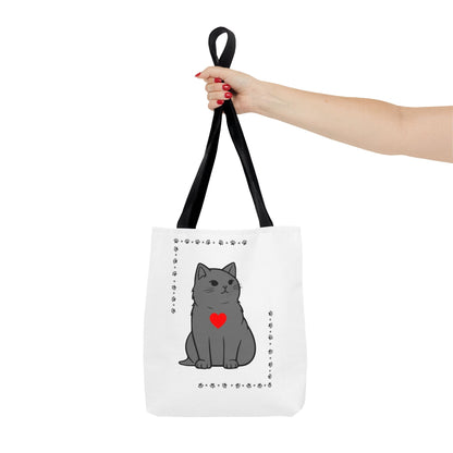 Cute Cat Tote Bag with Heart Design - Perfect for Animal Lovers
