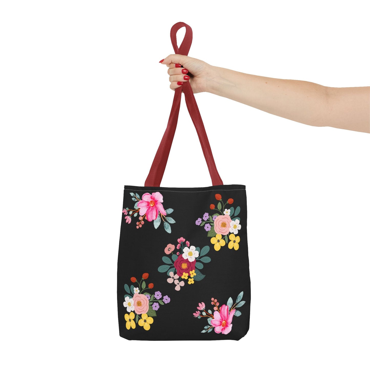 Floral Embroidered Tote Bag - Stylish Black Floral Design for Everyday Use