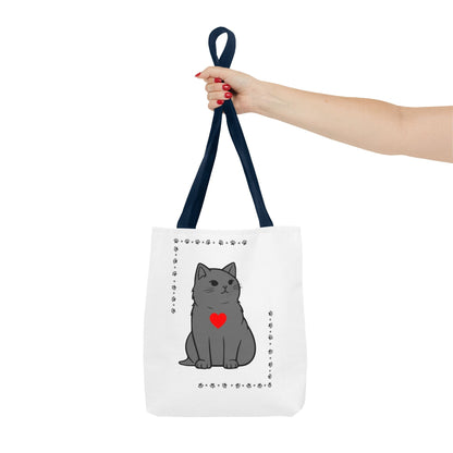 Cute Cat Tote Bag with Heart Design - Perfect for Animal Lovers
