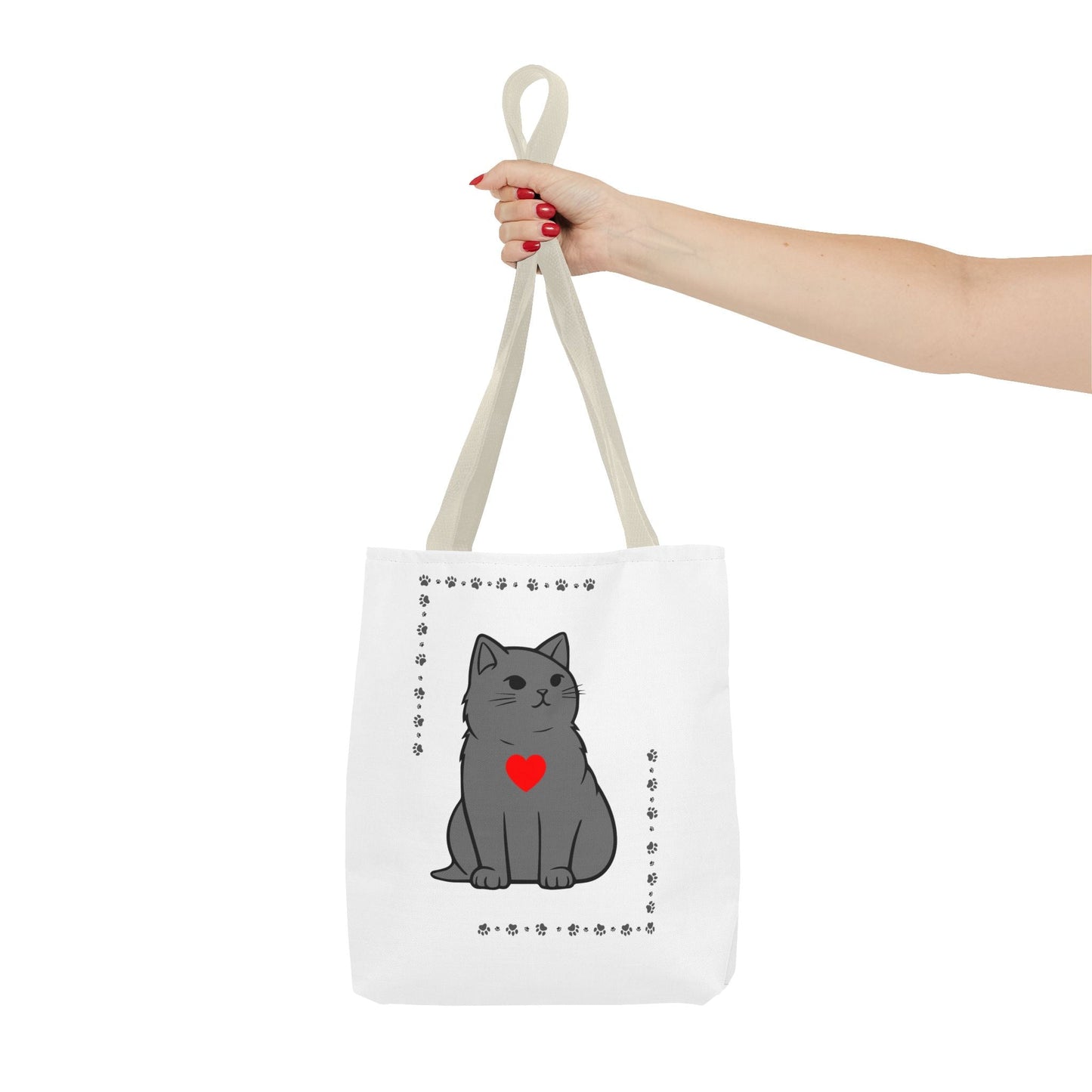 Cute Cat Tote Bag with Heart Design - Perfect for Animal Lovers
