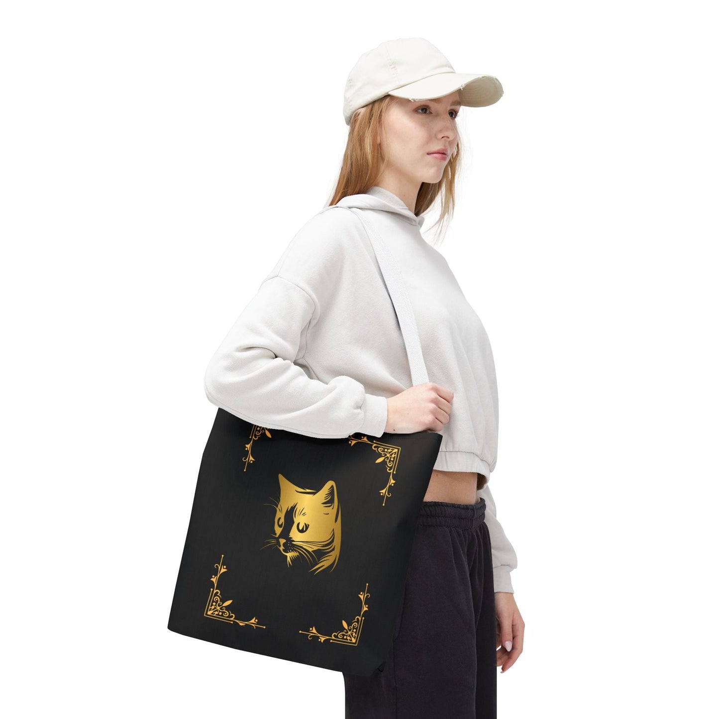 Vintage Cat Tote Bag - Stylish Black Eco-Friendly Carrier for Cat Lovers