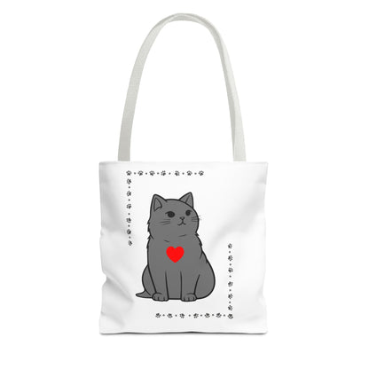 Cute Cat Tote Bag with Heart Design - Perfect for Animal Lovers