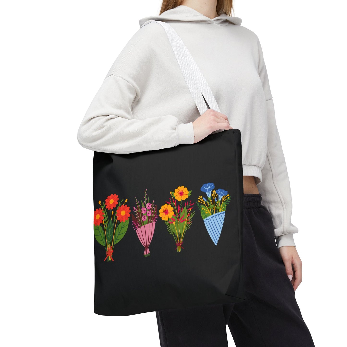 Floral Bouquet Tote Bag - Stylish Reusable Shopping Bag for Everyday Use