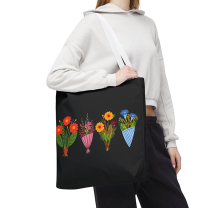 Floral Bouquet Tote Bag - Stylish Reusable Shopping Bag for Everyday Use