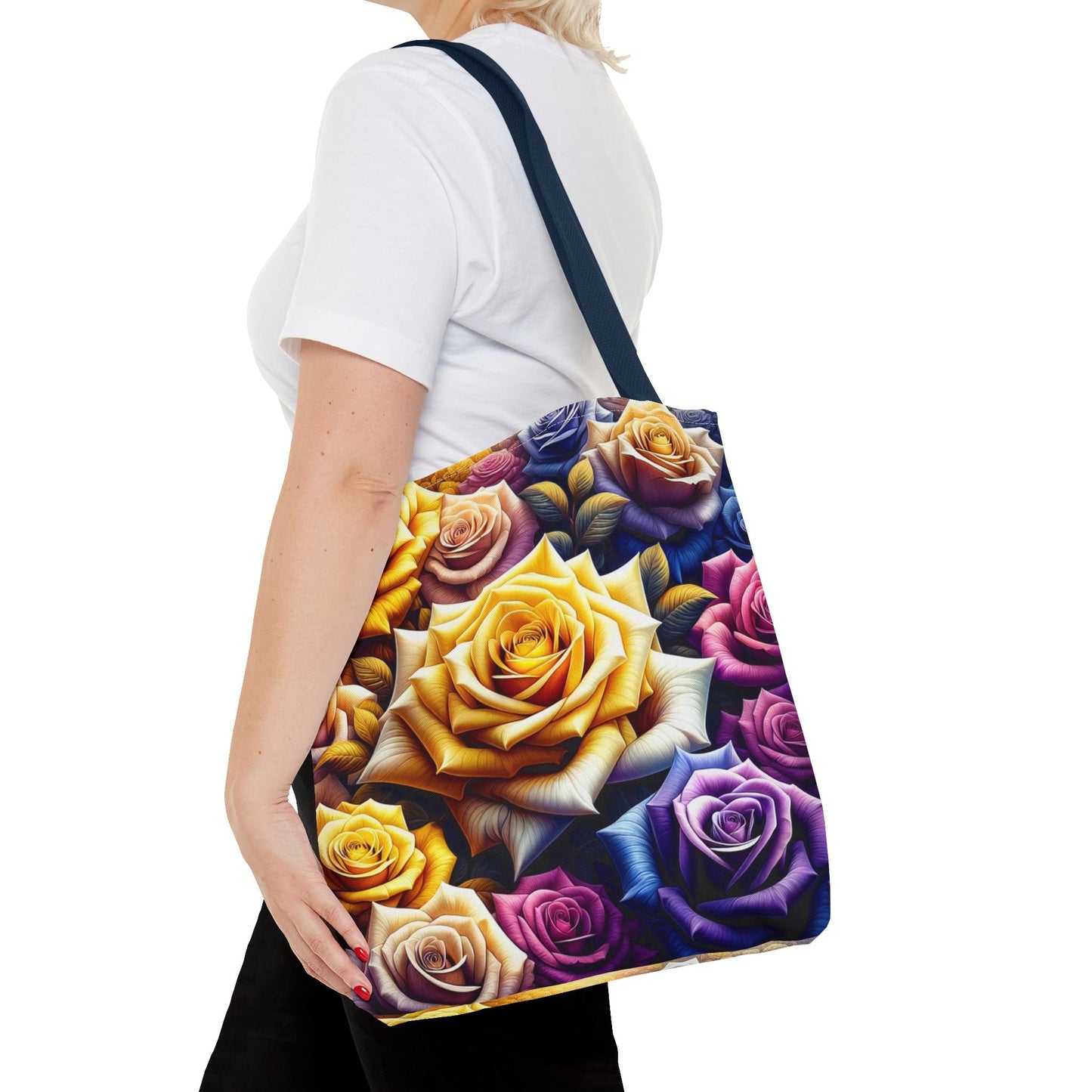 Vibrant Floral Tote Bag - Colorful Rose Design for Garden Lovers