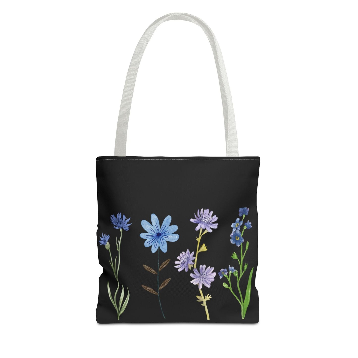 Floral Elegance Tote Bag - Stylish Black Canvas with Colorful Wildflowers for Everyday Use