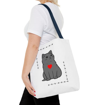Cute Cat Tote Bag with Heart Design - Perfect for Animal Lovers