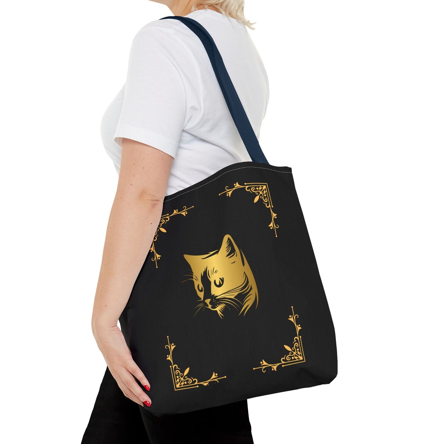 Vintage Cat Tote Bag - Stylish Black Eco-Friendly Carrier for Cat Lovers