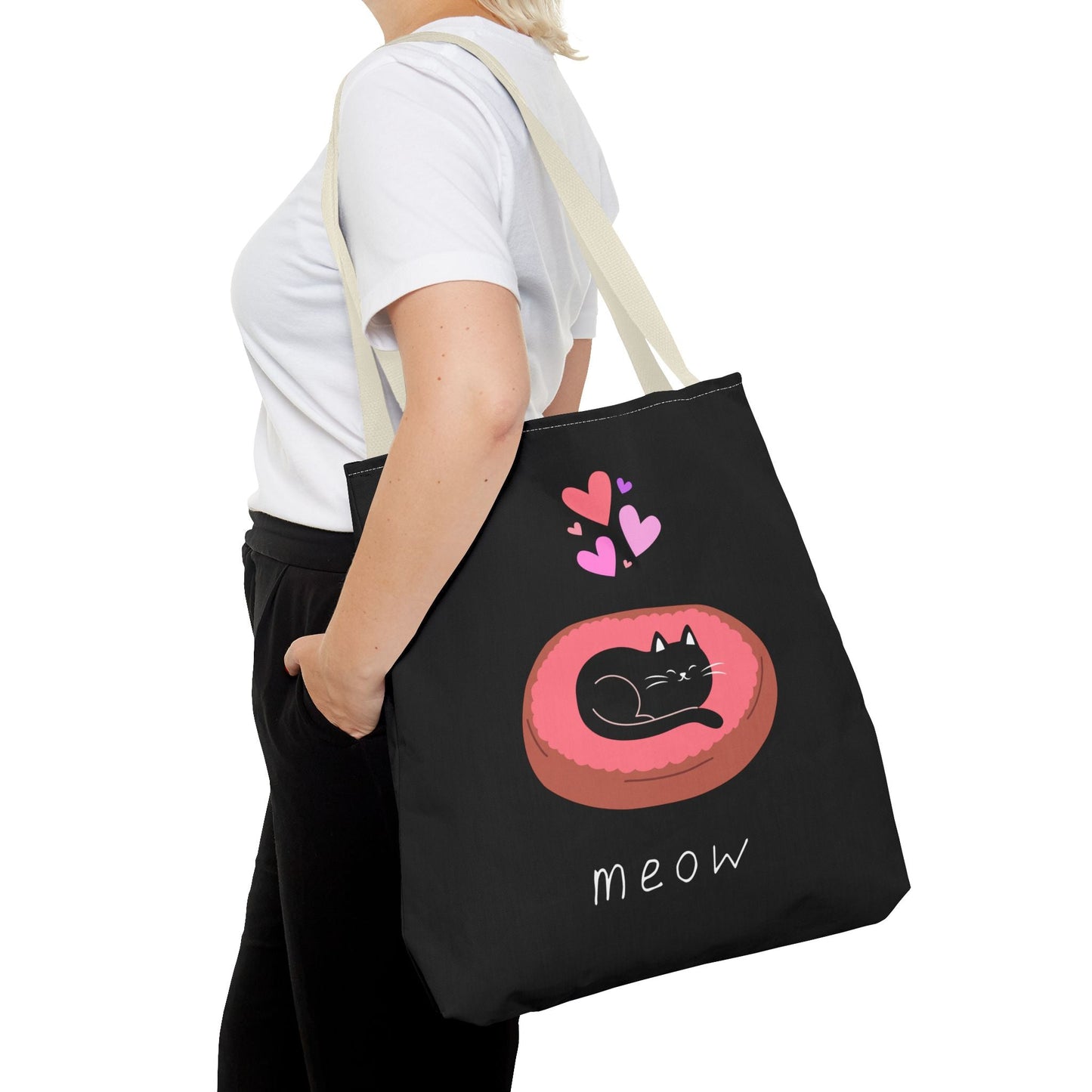Cute Cat Tote Bag - 'Meow' Design for Cat Lovers