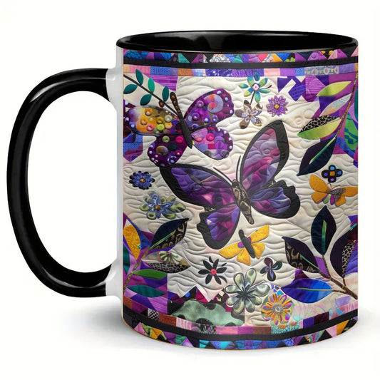 Purple Butterfly Ceramic Coffee Mug