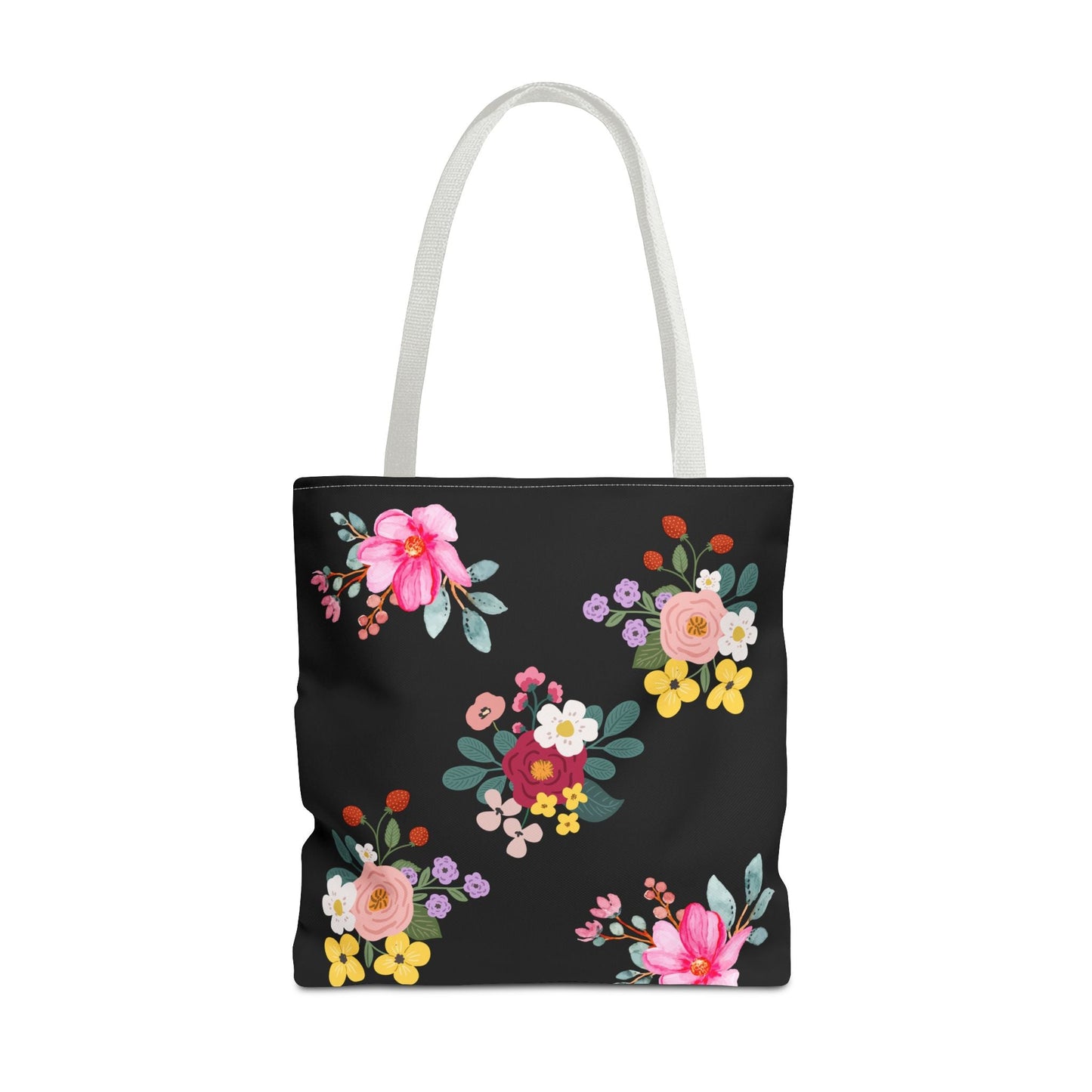 Floral Embroidered Tote Bag - Stylish Black Floral Design for Everyday Use