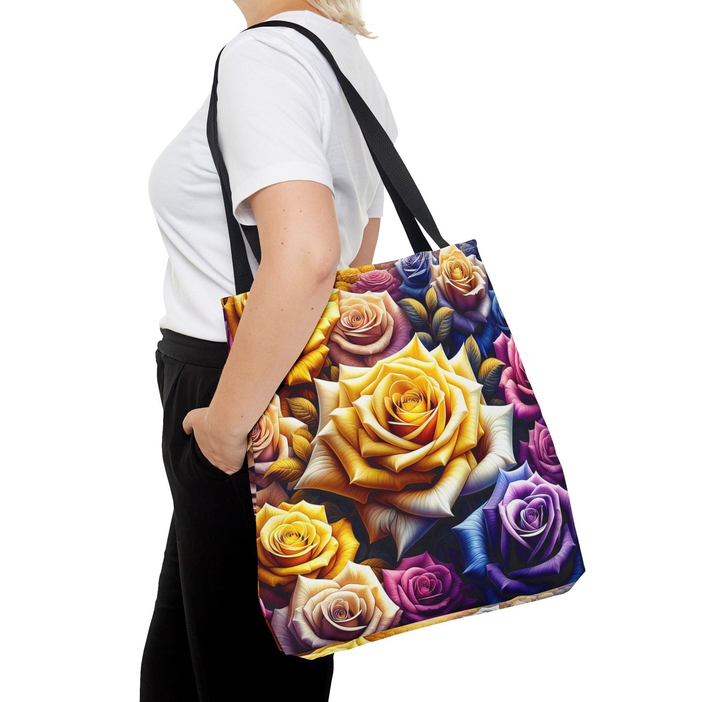 Vibrant Floral Tote Bag - Colorful Rose Design for Garden Lovers