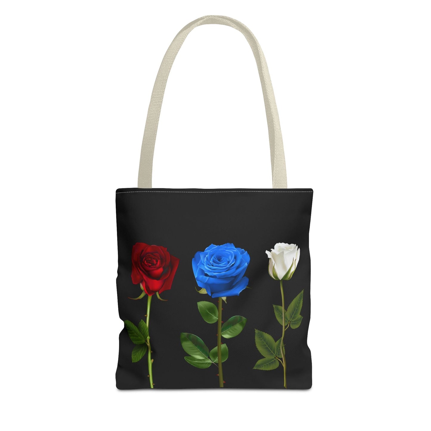 Elegant Floral Tote Bag - Red, Blue & White Roses Design