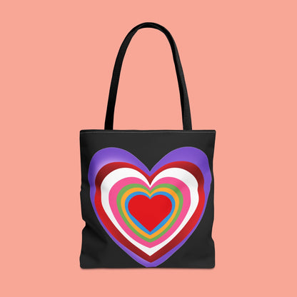 Rainbow Heart Tote Bag - Colorful Love Design for Everyday Use