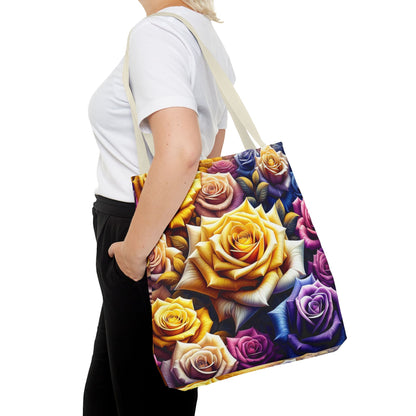 Vibrant Floral Tote Bag - Colorful Rose Design for Garden Lovers