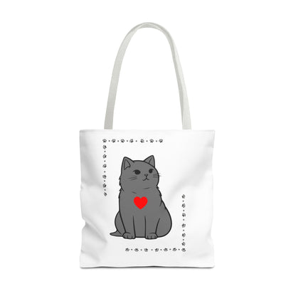 Cute Cat Tote Bag with Heart Design - Perfect for Animal Lovers