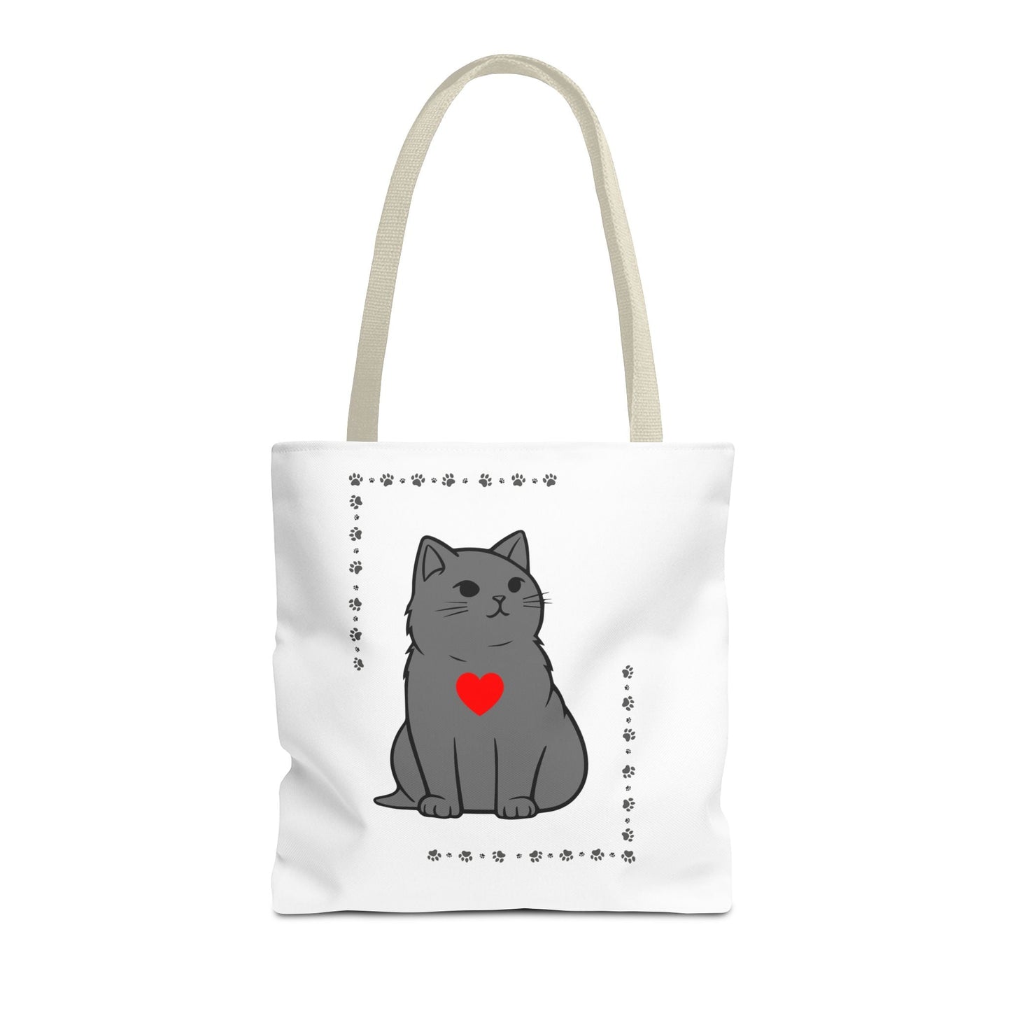 Cute Cat Tote Bag with Heart Design - Perfect for Animal Lovers