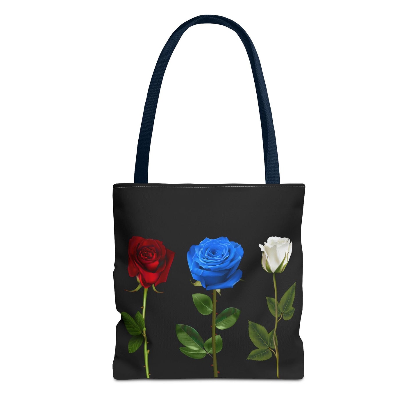Elegant Floral Tote Bag - Red, Blue & White Roses Design