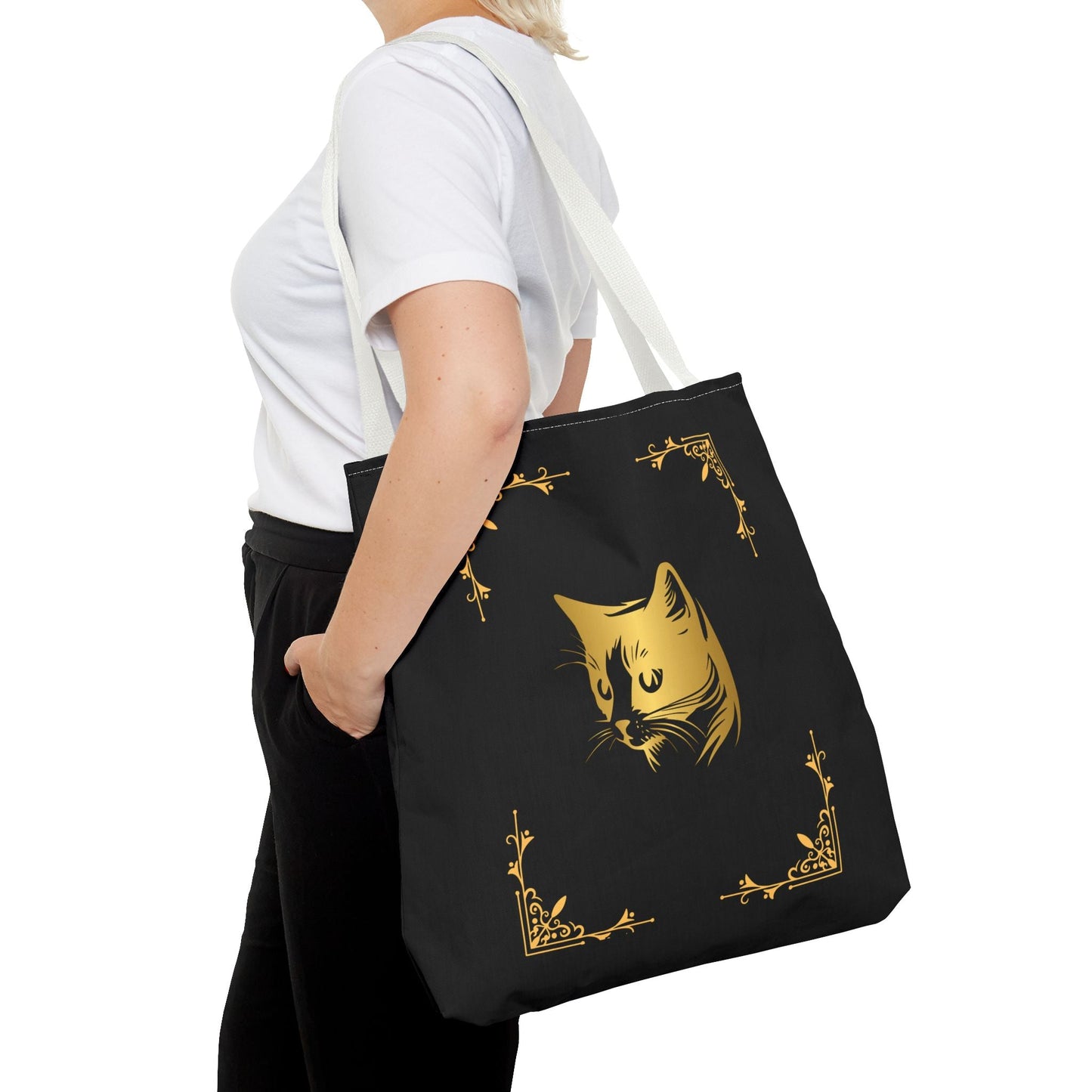 Vintage Cat Tote Bag - Stylish Black Eco-Friendly Carrier for Cat Lovers