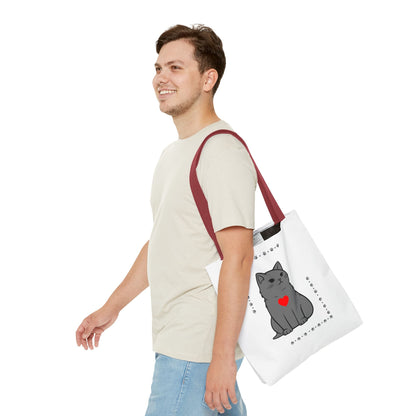 Cute Cat Tote Bag with Heart Design - Perfect for Animal Lovers