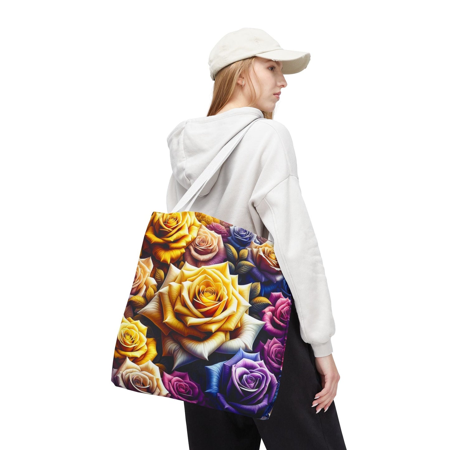 Vibrant Floral Tote Bag - Colorful Rose Design for Garden Lovers